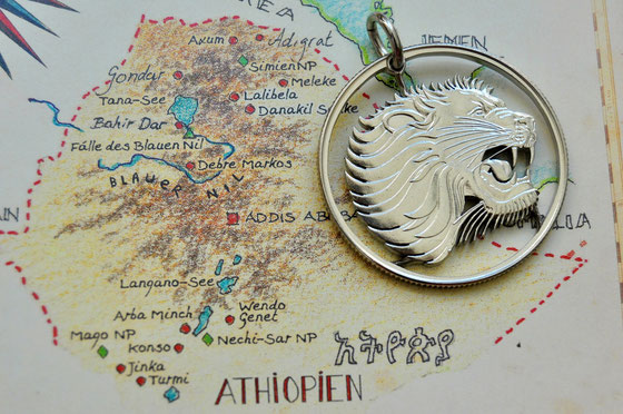 Münzsagewerk Katrin Thull | Äthiopien Löwe silberfarben