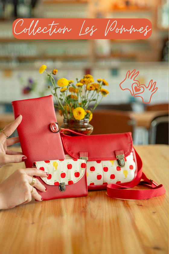 nouvelle collection sac à main bandoulière réversible simili cuir vert tissu imprimé oiseau pioupiou portefeuille porte monnaie