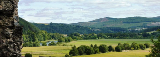 Blick vom Rothes Castle auf das Spey-Tal