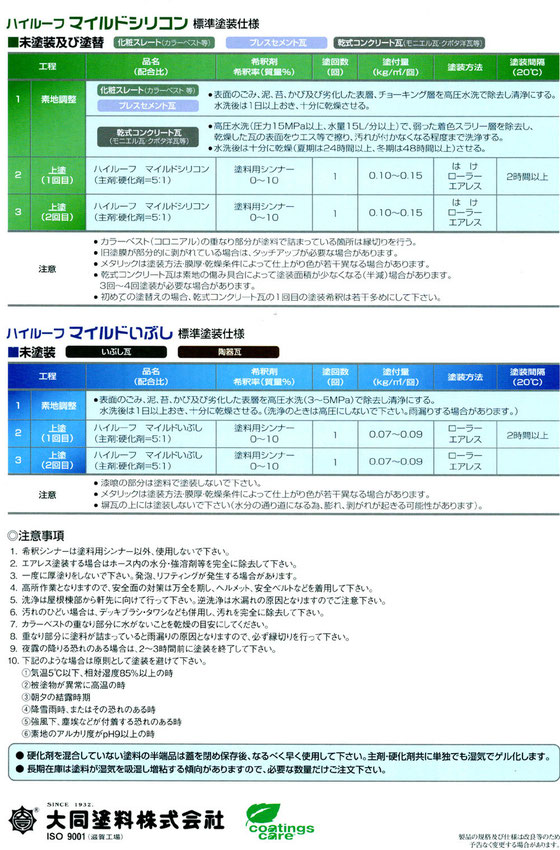 ハイルーフマイルドシリコン仕様書