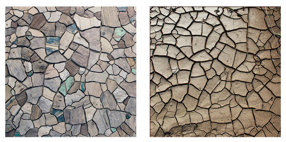 Charriées I est issue d'un motif de vase séchée et craquelée