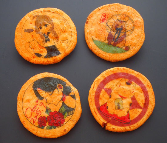 手描きイラストを印刷せんべい