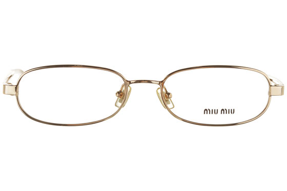 Occhiali da vista donna MiuMiu 54A 5AK1O1. Colore: oro. Forma: ovale. Materiale: metallo.