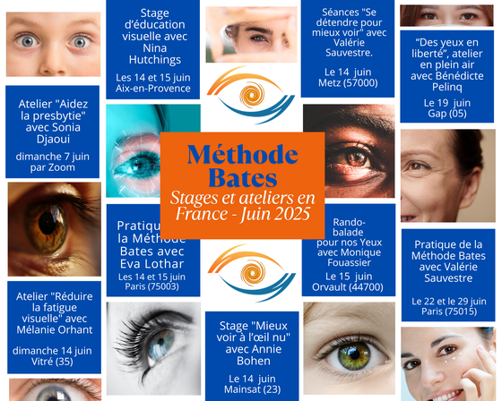 Calendrier de stages et ateliers yoga des yeux et methode bates en france - association l art de voir, enseignants des methodes naturelles d amelioration de la vision 