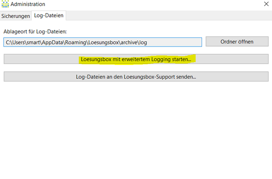 Erweitertes Logging starten