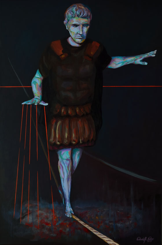 Porträt des Caligula in Acryl auf Leinwand gemalt.
