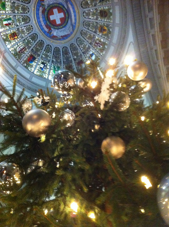 Der alljährliche Weihnachtsbaum unter der Bundeshauskuppel