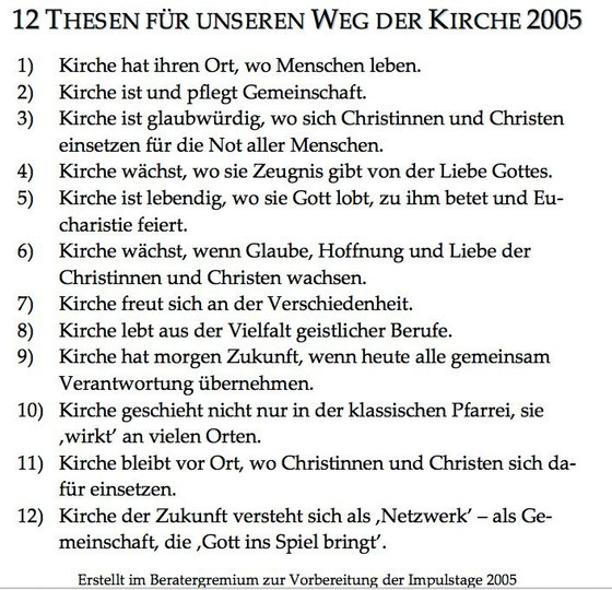 Pastoraler Prozess im Bistum Fulda - Kirchenthesen 2005