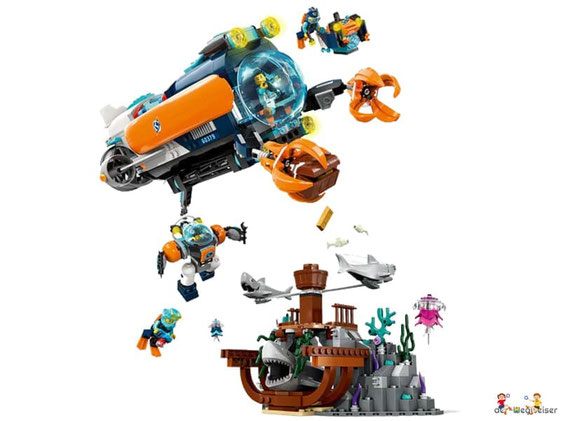 Im Paket Lego 60379 Forscher U-Boot sind 842 Einzelteile enthalten.