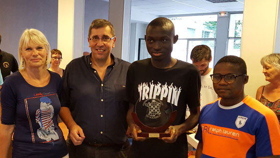 Marie-Odile Panau, Présidente de la fédé avec Pascal Astresses, Athanase Tapsoba et France Iyelakongo