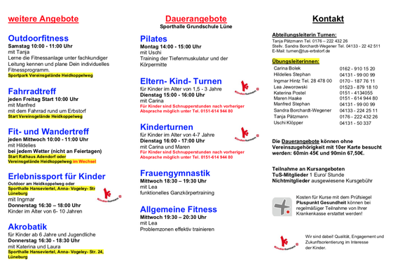 Flyer Seite 2 Fitness- und Gesundheitssport