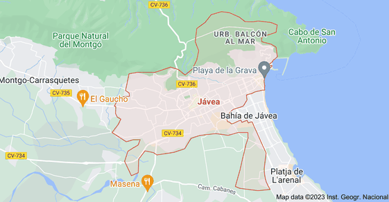 Mapa de donde se encuentra la ciudad de Jávea  en la Comunidad Valenciana