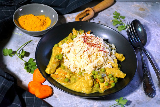 Curry mit Gemüse und Hähnchen aus dem Slowcooker