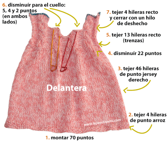 Vestido para niña en dos agujas best sale