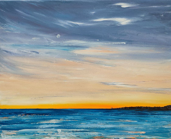 peinture-marine-paysage-ocean-coucher-soleil-pontaillac-royan-charente-maritime-tableau-bleu-jaune-orange-artiste-peintre-local-audrey-chal