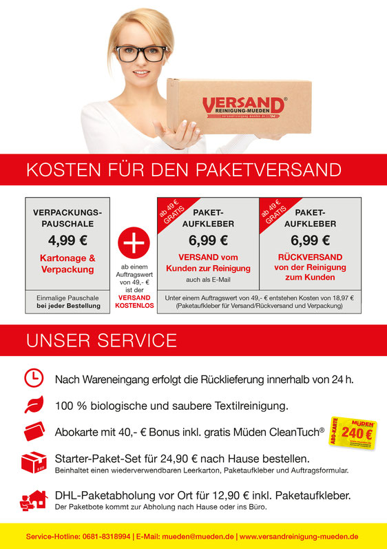 versandreinigung-mueden.de, Versand & Kosten, Flyer Versandkosten