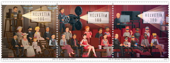 Briefmarken 125 Jahre Kino © Post CH Netz AG