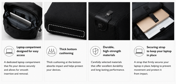 Dedicated laptop compartment designed for easy access and secure storage of your device.