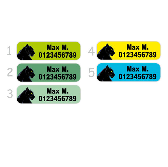 schmale extra kleine Bügeletiketten in verschiedenen Farben zum auswählen - mit Name personalisierbar. Folgende Farben sind zur Auswahl: 1. grün, 2. flieder, 3. hellblau, 4. rosa, 5. grau, 6. weiß, 7. gelb, 8. orange