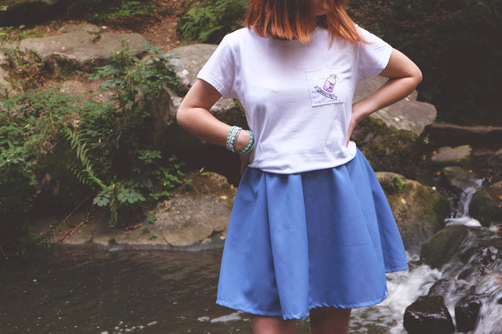 Tshirt don't drink avec jupe pétale bleu style manga harajuku japon