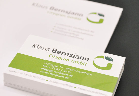 ReDesign des Logos und Satz / Druck neuer Briefbögen und Visitenkarten für die Citygrün GmbH aus Havixbeck