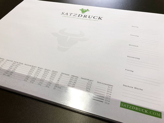 Schreibtischunterlage – gedruckt von der Druckerei SATZDRUCK