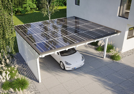 Tesla Model 3 Unterm Solarcarport Laden Solarcarporte De