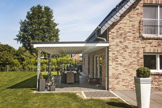 Patio roof with wall connection