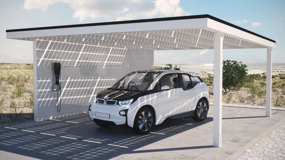 Solarcarport mit BMW Ladestation an der Ostsee