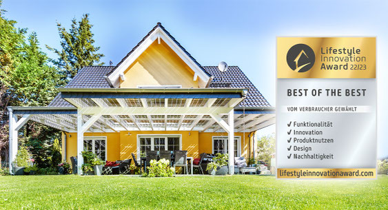 Terrassenüberdachung mit Solar - Verschattung, Stromerzeugung