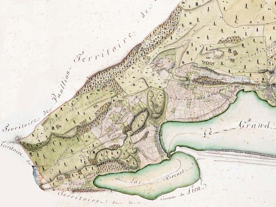 Territoire agricole du village du Pont, ACV, GC 1139/2, 1811-1814, carte de l’Abbaye signée Georges et Alexandre Wagnon