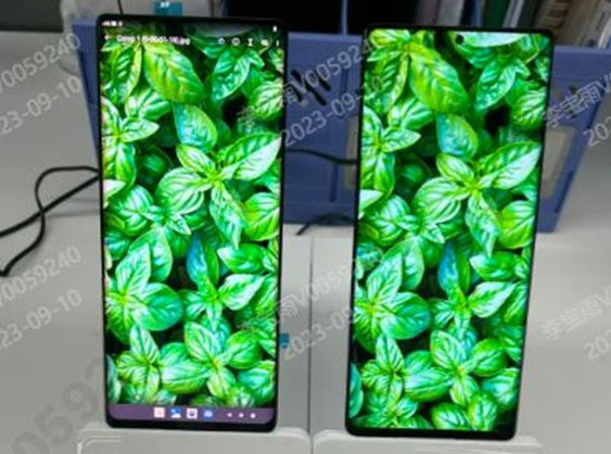 SID 2025で実演されたVisionoxの低電力特化型「Product A」（左）と超高画質特化型「Product B」（右）pTSF OLEDパネル (出典：SID 2025)