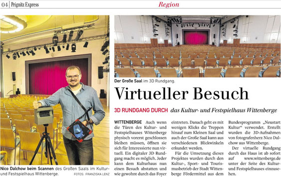 3D Rundgang des Kulturhauses Wittenberge in der Presse