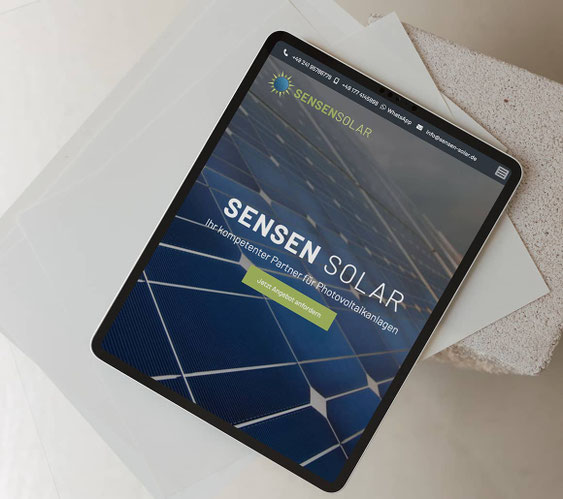 Webdesign für das Aachener Photovoltaik-Unternehmen Sensen Solar | Andrea Barzen · Visuelle Kommunikation · Aachen