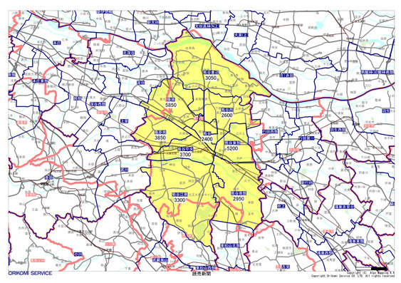 埼玉県熊谷市の読売新聞配布地図