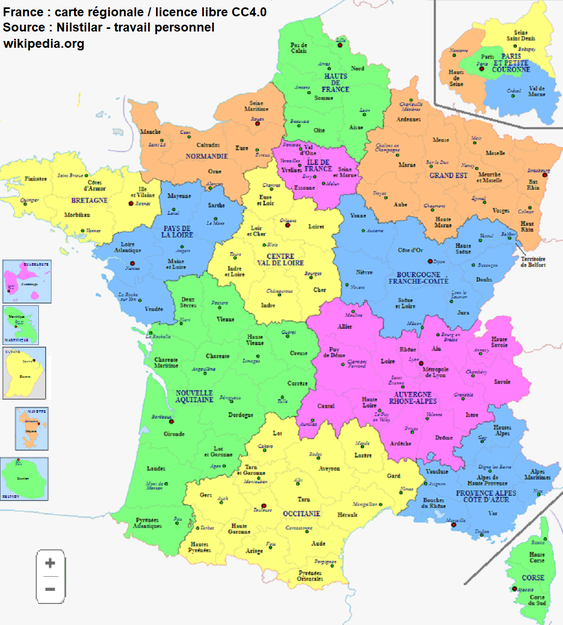 Carte régionale de France - infoflux fr - liens / medias / presse / informations / infos / magazines