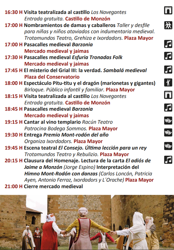 Programa del Homenaje Templario a Guillem de Mont-Rodon en Monzon