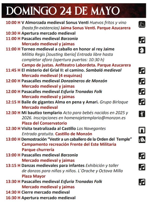 Programa del Homenaje Templario a Guillem de Mont-Rodon en Monzon
