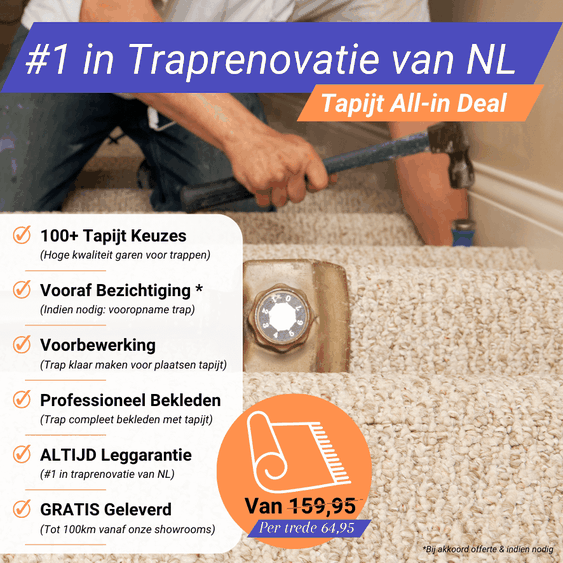 Tapijt of vloerbedekking op trap renovatie