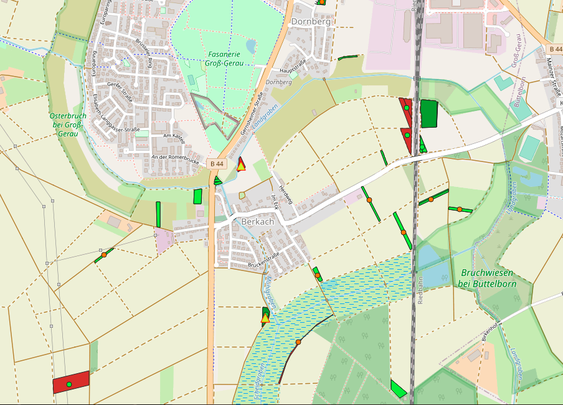 Karte der Flächen des NABU Groß-Gerau 