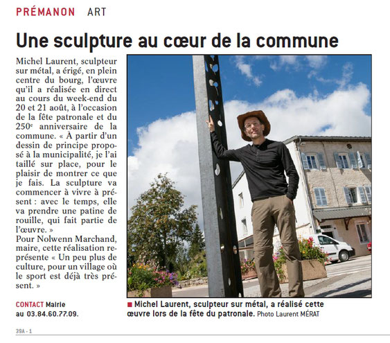 Installation d'une sculpture métallique sur le domaine public à Prémanon (Jura) © Michel LAURENT (MichL)