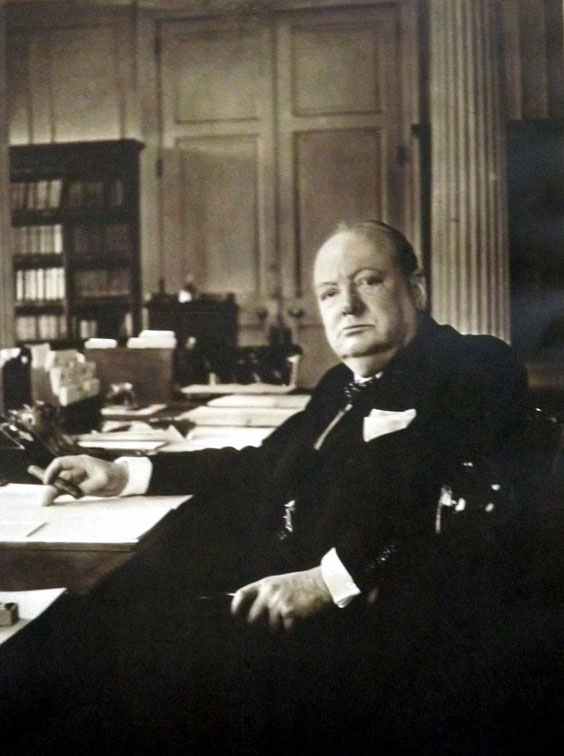 Winston Churchill in his study