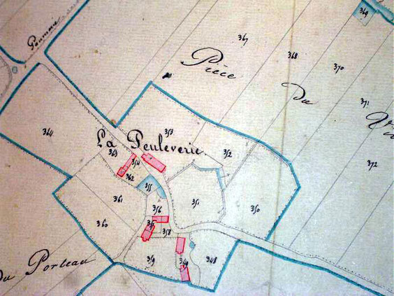 La Peuleverie sur le cadastre de 1834