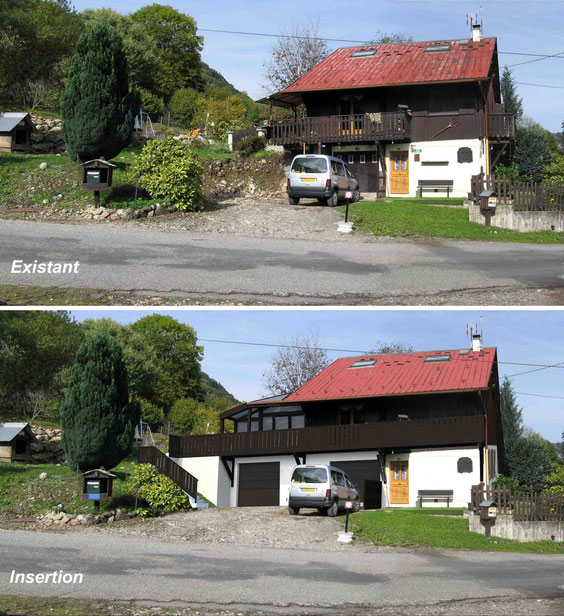 Etude d' une Veranda et agrandissement de Garage ( St Jeoire 74 )