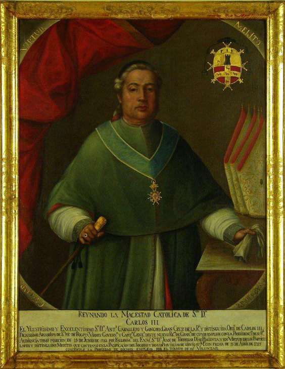 Arzobispo Antonio Caballero y Góngora, siglo XVIII. Óleo de Pablo Antonio García del Campo. Colección Museo Colonial - Museo Iglesia Santa Clara.