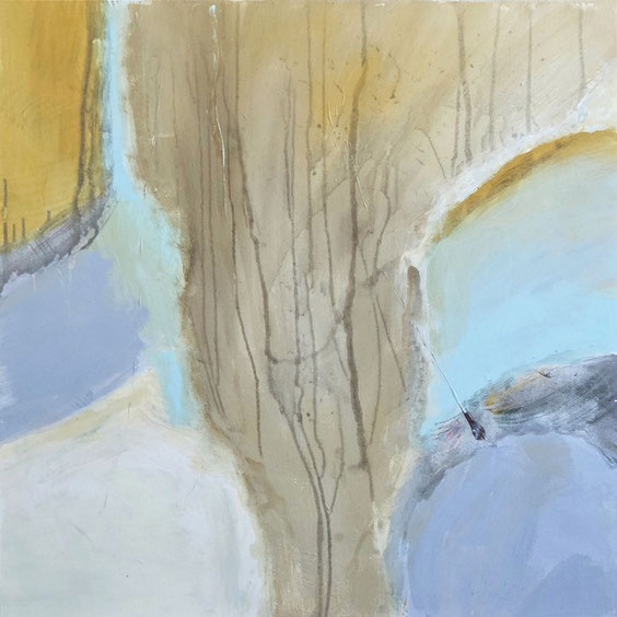 DIE ERDE WIRD INSEL. | 80 x 80 cm | Gouache und Naturpigmente auf Leinwand