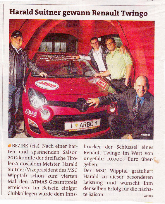 Bericht im Bezirksblatt Wipptal/Stubaital vom 28.11.2012