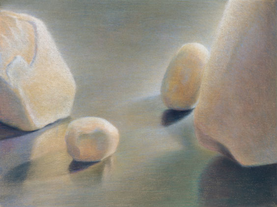 Steine, 2024, Pastell auf Leinwand, 80x60cm