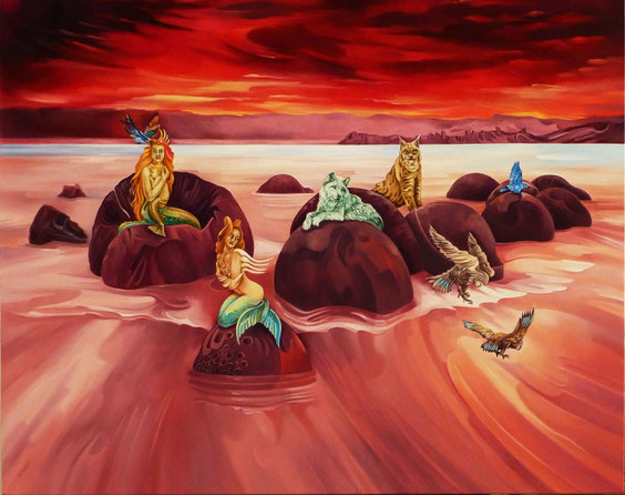 "Mirages en mer". Huile sur toile. 100 x 81 cm. Présentée au salon Comparaisons (stand maxi-Réalistes) du 14 au 19 février 2017 au sein de l'Art en Capital au Grand Palais. Paris