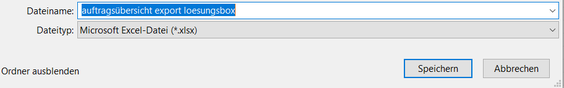 Auftragsexport excel datei